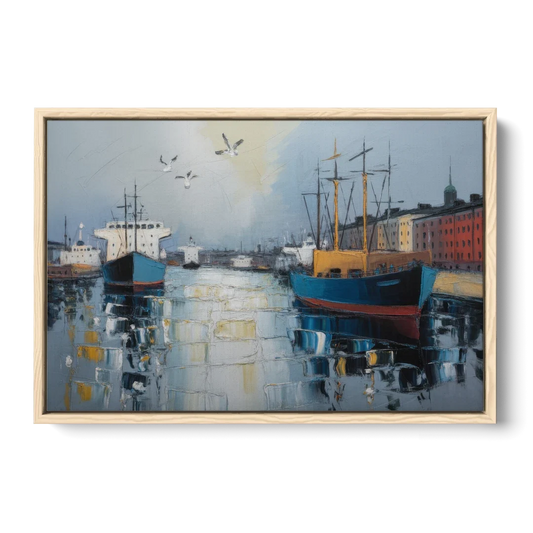 Helsinki Harbor - Oak Framed Canvas Wall Art - Front
