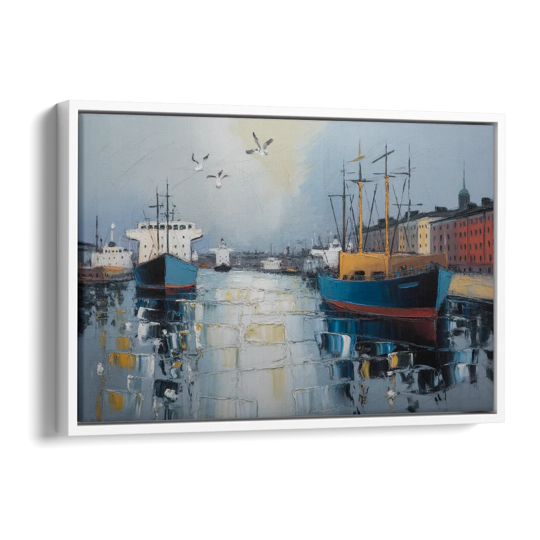 Helsinki Harbor Side - White Canvas Wall Art