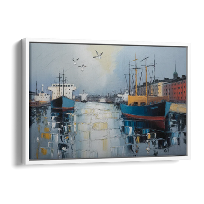 Helsinki Harbor Side - White Canvas Wall Art