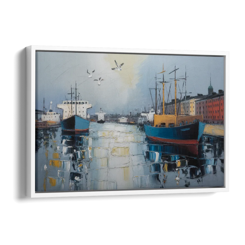 Helsinki Harbor Side - White Canvas Wall Art