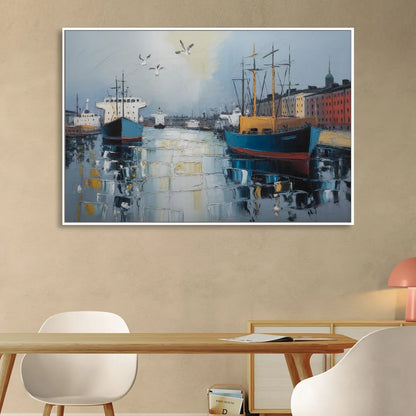 Helsinki Harbor Sitting Room - White Canvas Wall Art