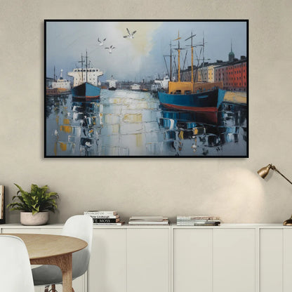 Helsinki Harbor Living Room - Black Canvas Wall Art