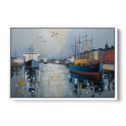 Helsinki Harbor Front - White Canvas Wall Art