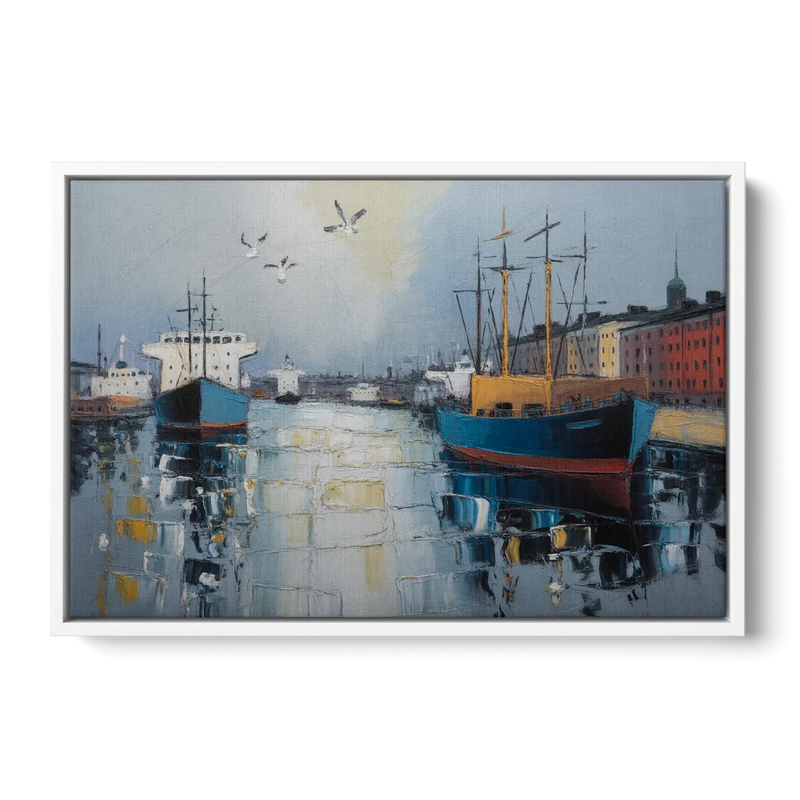 Helsinki Harbor Front - White Canvas Wall Art