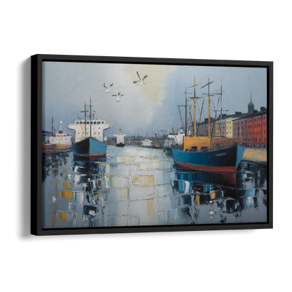 Helsinki Harbor Side - Black Canvas Wall Art