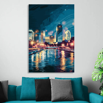 Henderson City Lights Living Room - Canvas Wall Art