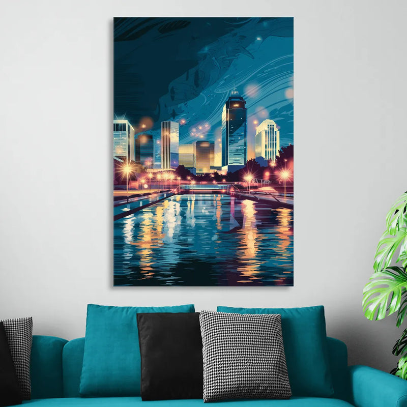 Henderson City Lights Living Room - Canvas Wall Art