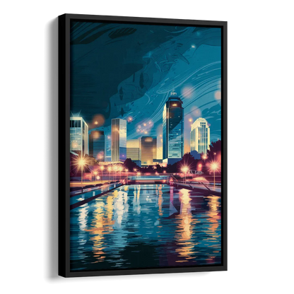 Henderson City Lights Side - Black Canvas Wall Art