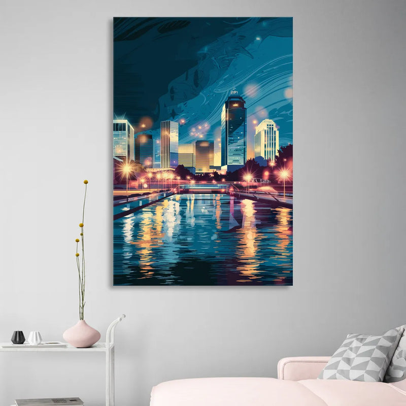 Henderson City Lights Sitting Room - Canvas Wall Art