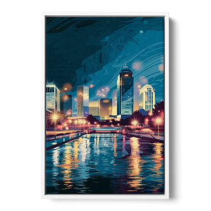 Henderson City Lights Front - White Canvas Wall Art
