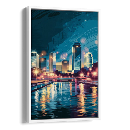 Henderson City Lights Side - White Canvas Wall Art