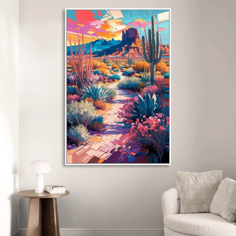 Henderson Desert Bloom Sitting Room - White Canvas Wall Art