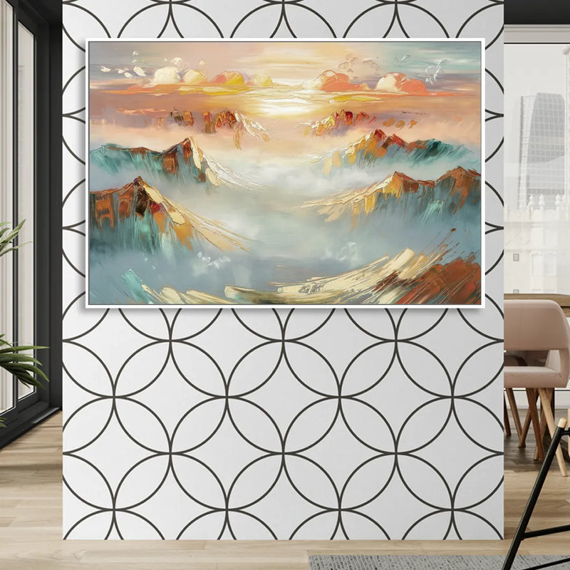 Henderson Mountain Horizon Sitting Room - White Canvas Wall Art