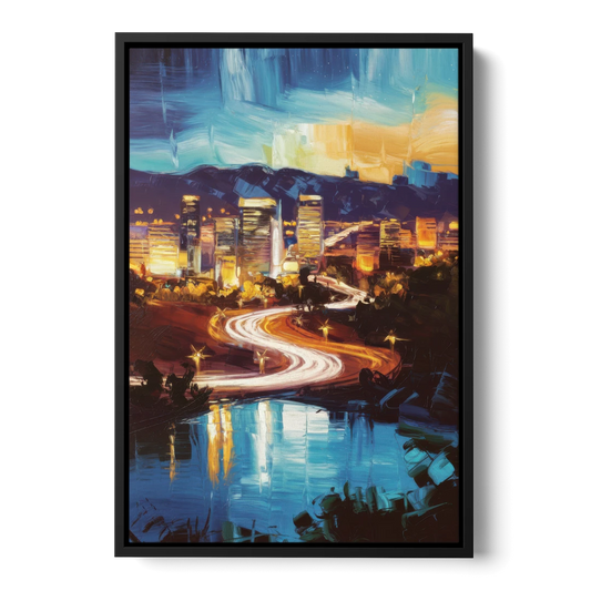 Henderson Nightscape - Black Framed Canvas Wall Art - Front