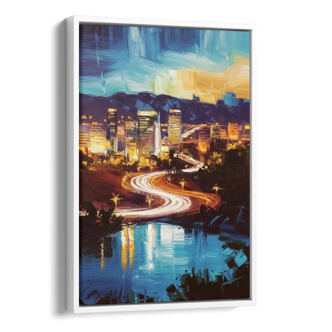 Henderson Nightscape Side - White Canvas Wall Art