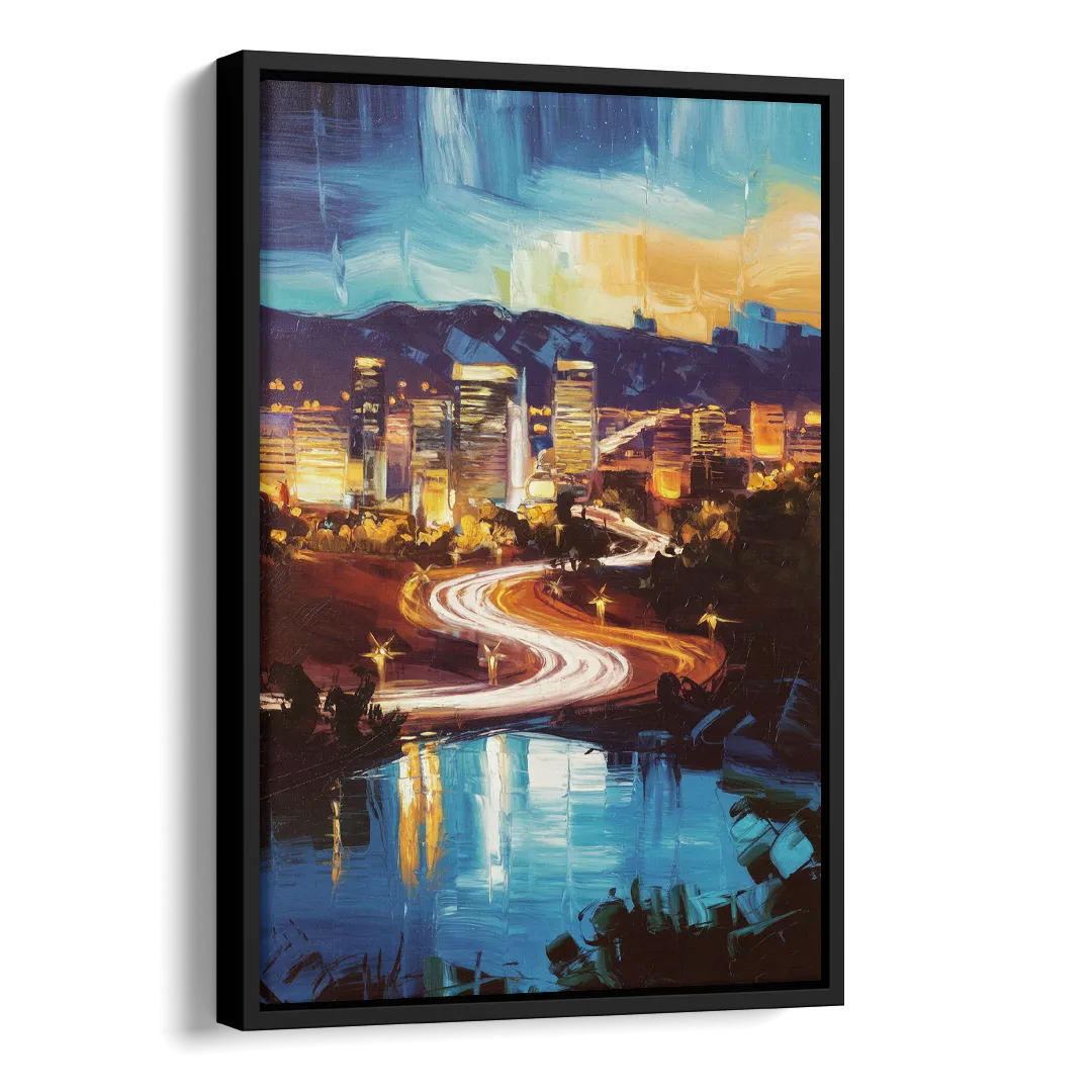 Henderson Nightscape Side - Black Canvas Wall Art