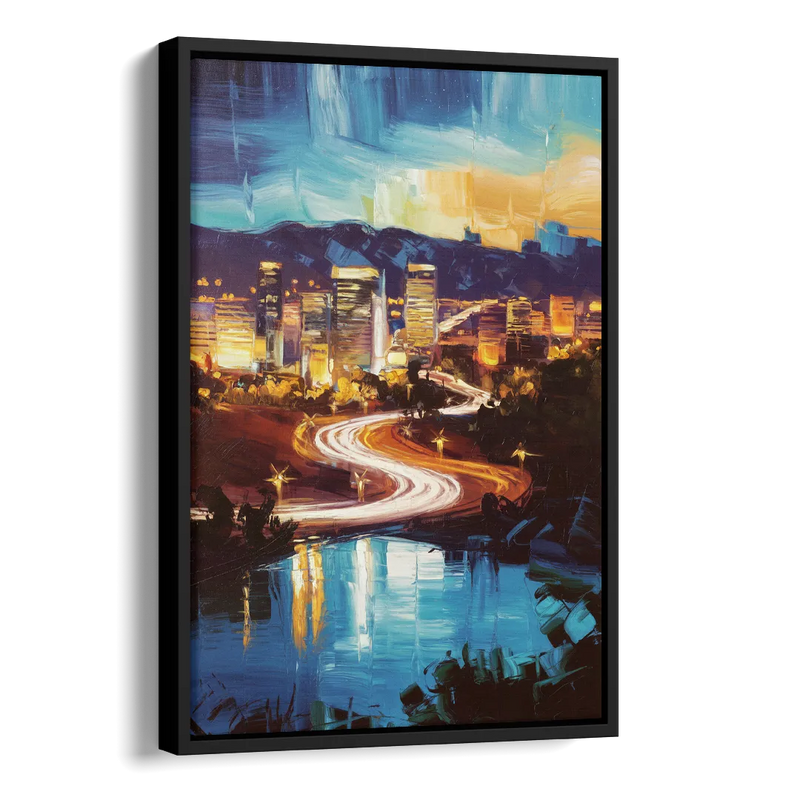 Henderson Nightscape Side - Black Canvas Wall Art