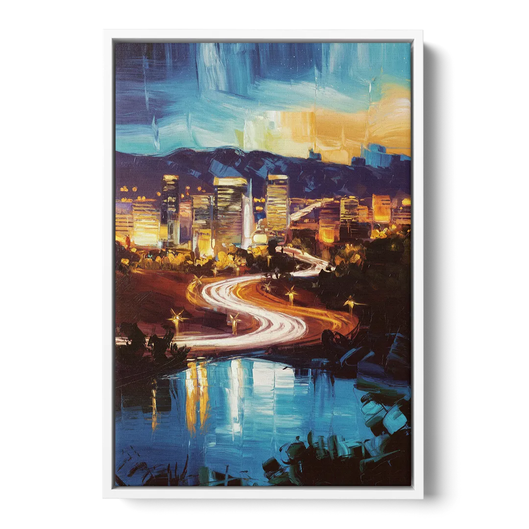 Henderson Nightscape Front - White Canvas Wall Art