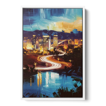 Henderson Nightscape Front - White Canvas Wall Art