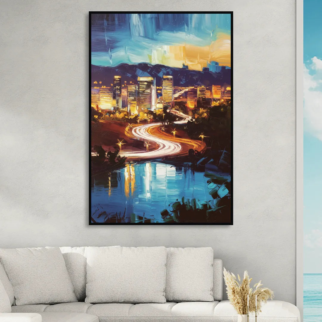 Henderson Nightscape Sitting Room - Black Canvas Wall Art