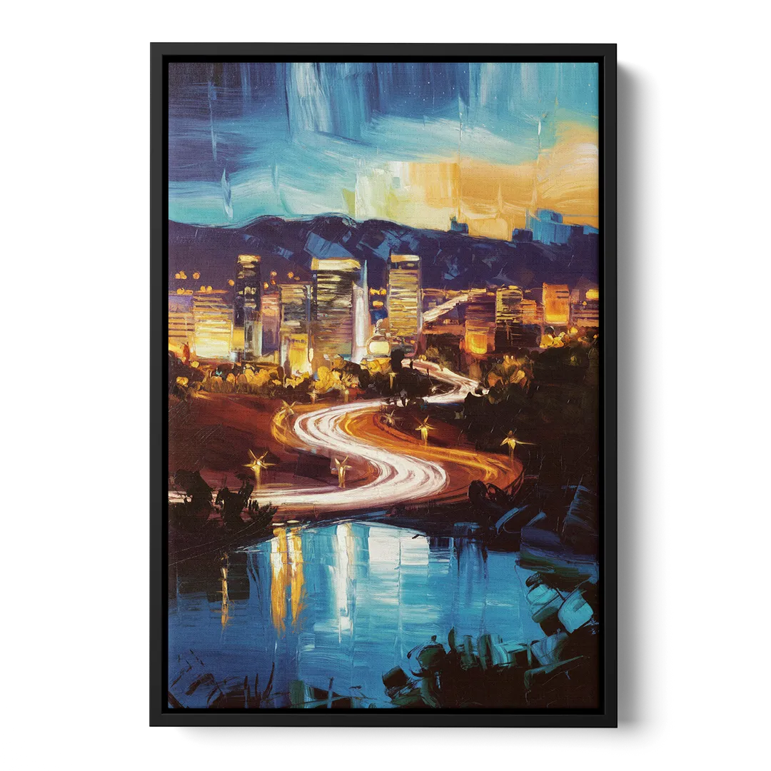 Henderson Nightscape Front - Black Canvas Wall Art