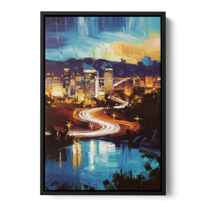 Henderson Nightscape Front - Black Canvas Wall Art