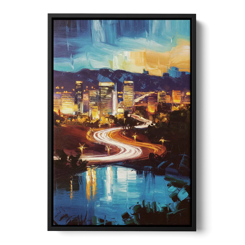 Henderson Nightscape Front - Black Canvas Wall Art