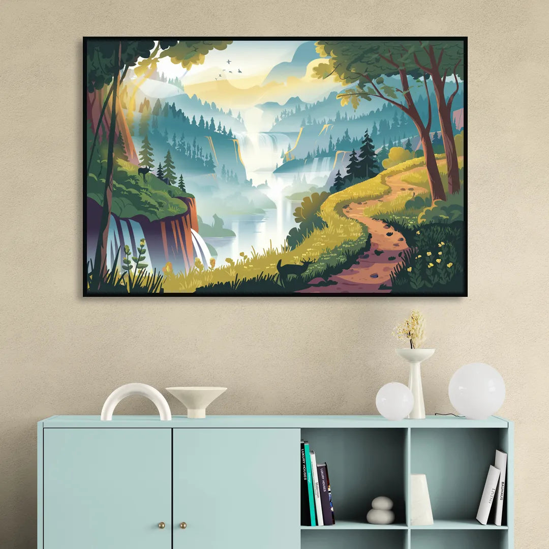 Henderson Scenic Trails Living Room - Black Canvas Wall Art