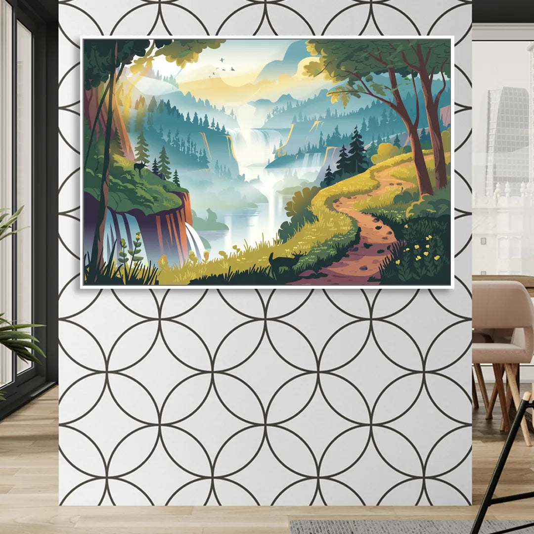 Henderson Scenic Trails Living Room - White Canvas Wall Art