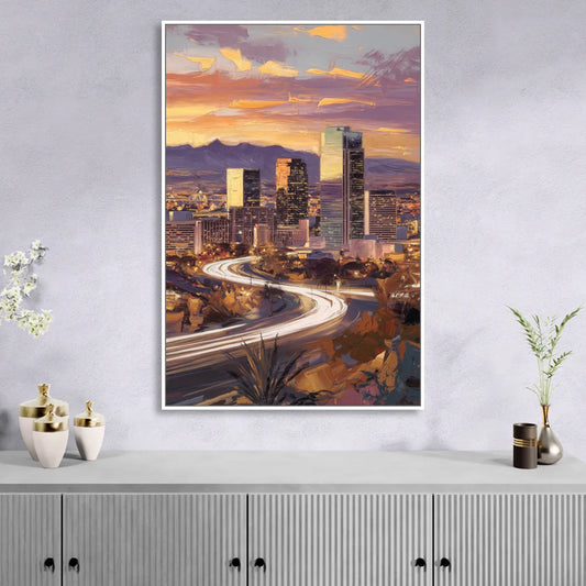 Henderson Skyline Views Living Room - White Canvas Wall Art