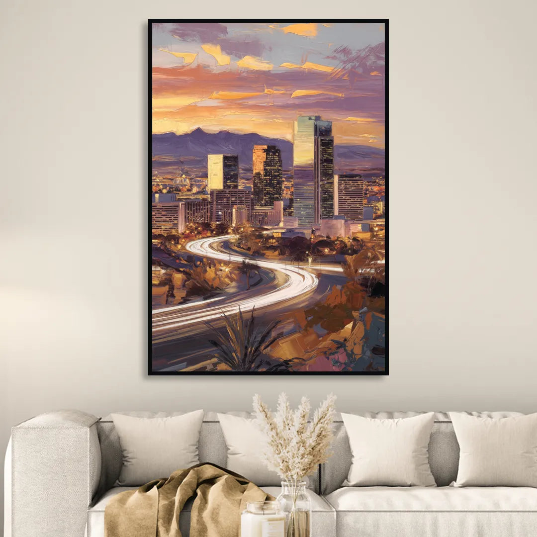 Henderson Skyline Views Living Room - Black Canvas Wall Art