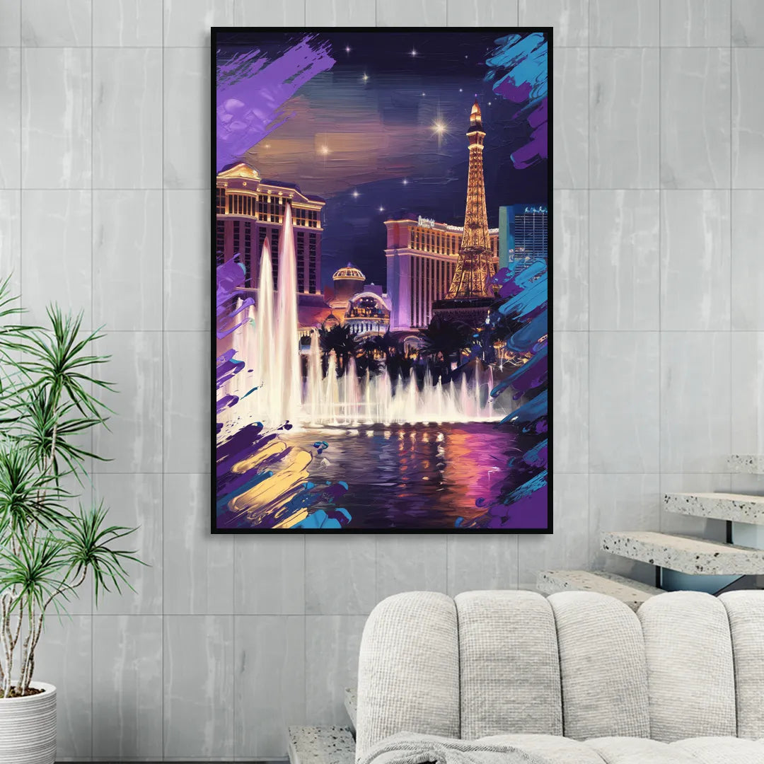Henderson Vegas Vibes Living Room - Black Canvas Wall Art