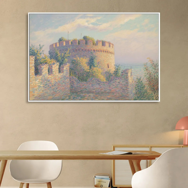 Heptapyrgion Fortress Living Room - White Canvas Wall Art