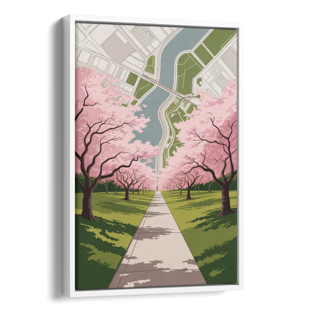High Park Cherry Blossoms Side - White Canvas Wall Art
