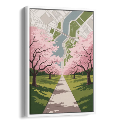 High Park Cherry Blossoms Side - White Canvas Wall Art