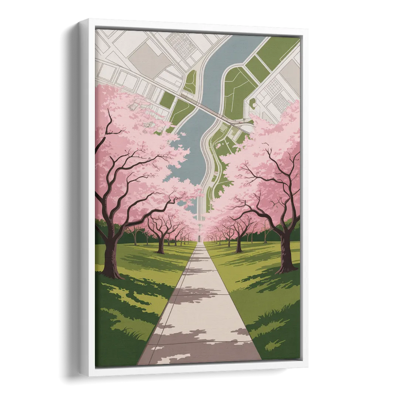 High Park Cherry Blossoms Side - White Canvas Wall Art