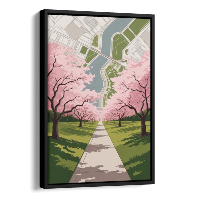 High Park Cherry Blossoms Side - Black Canvas Wall Art