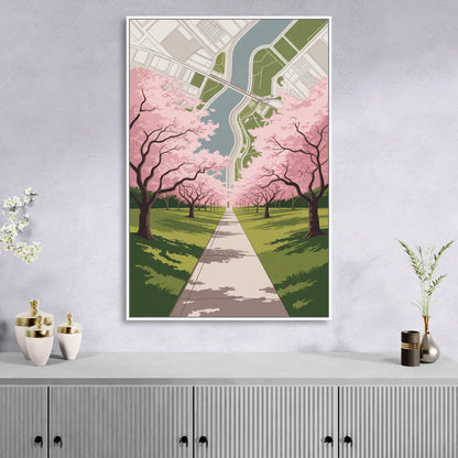 High Park Cherry Blossoms Living Room - White Canvas Wall Art