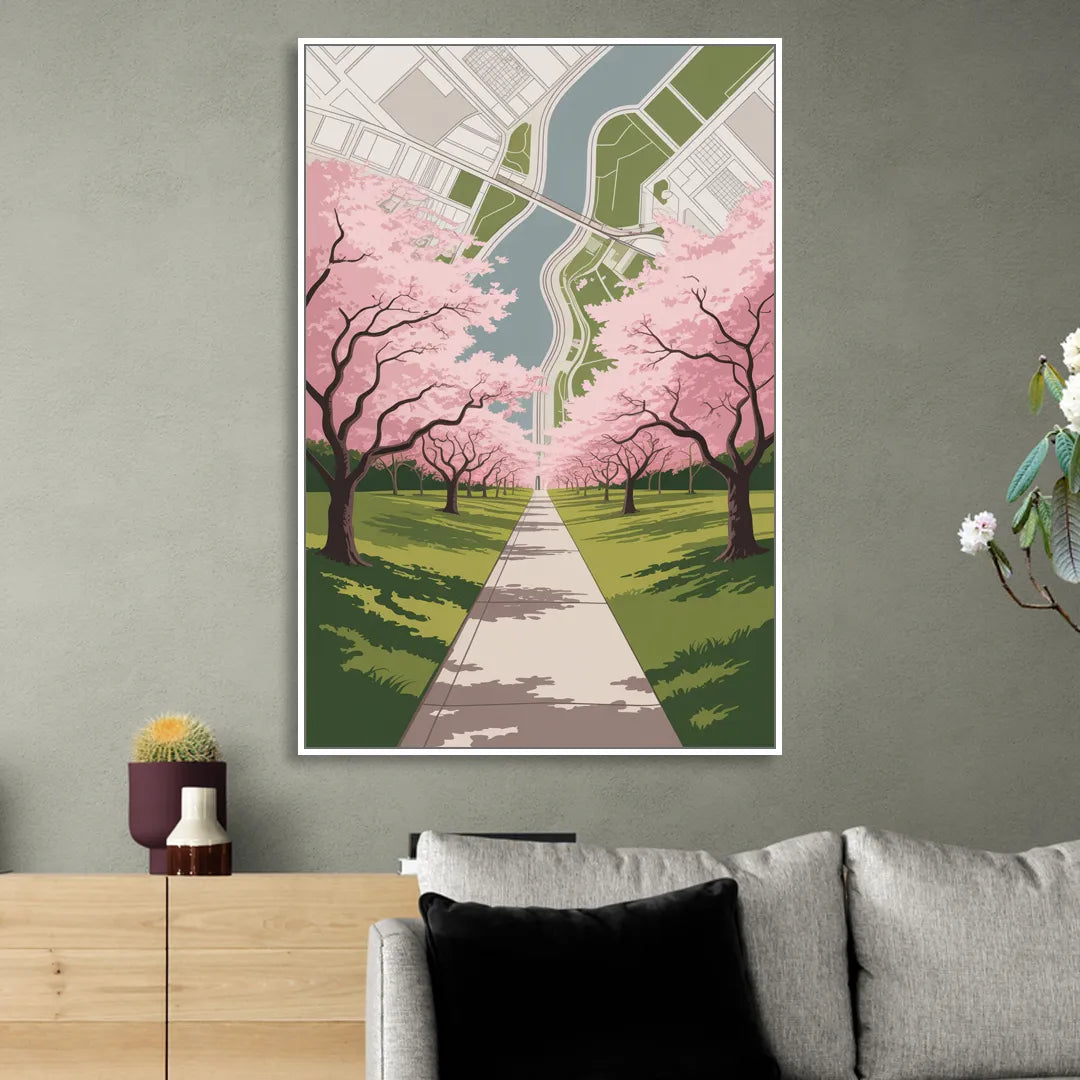 High Park Cherry Blossoms Sitting Room - White Canvas Wall Art