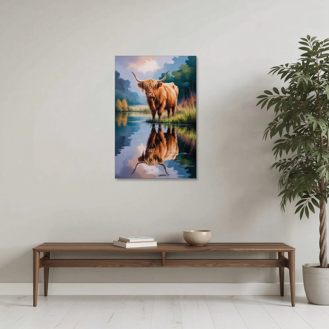 Highland Cow Reflections - Canvas Wall Art - Coffee Table - 24x36