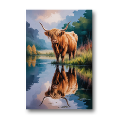 Highland Cow Reflections - Canvas Wall Art - Front