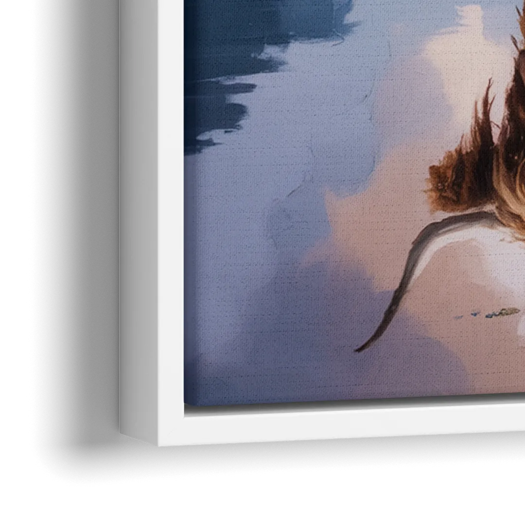 Highland Cow Reflections - Close-Up White Frame Canvas