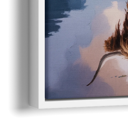 Highland Cow Reflections - Close-Up White Frame Canvas