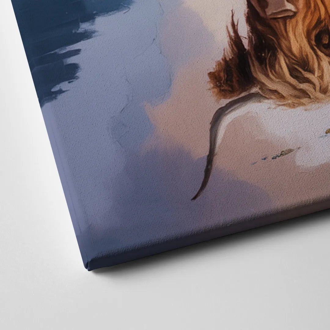 Highland Cow Reflections Canvas Close Up