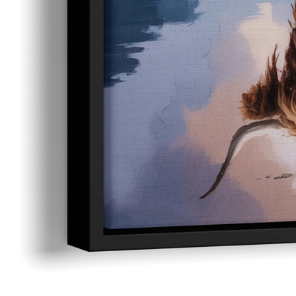Highland Cow Reflections - Close-Up Black Frame Canvas