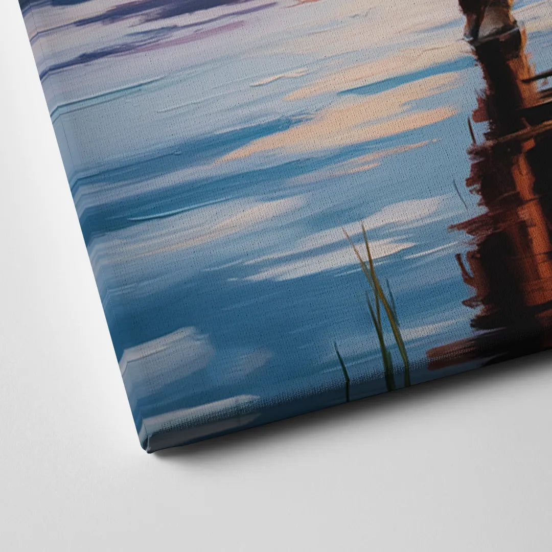 Highland Cow by the Lake Canvas Close Up