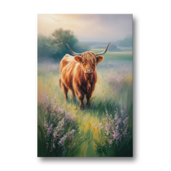 Highland Cow in Mist - Canvas Wall Art - Front