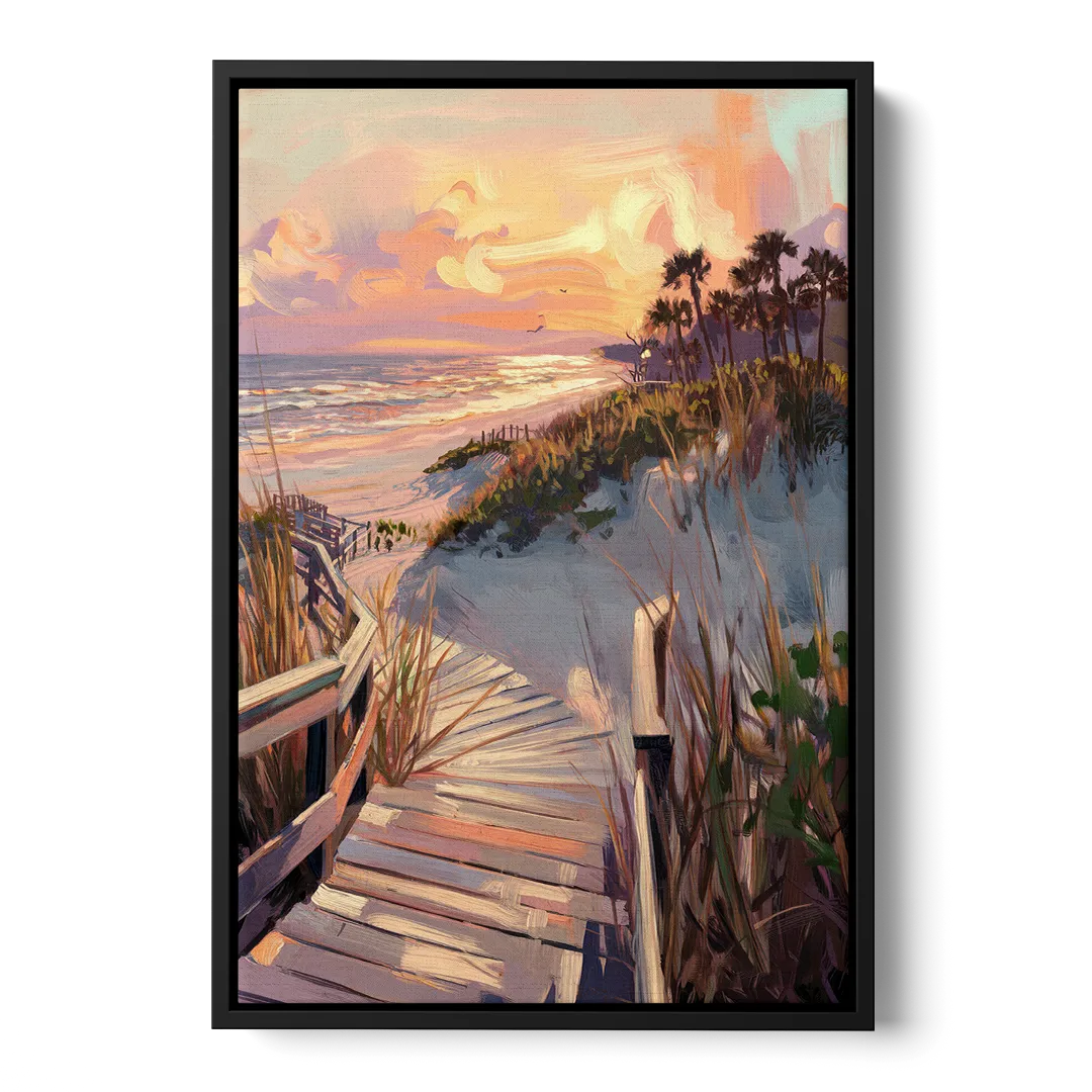 Hilton Head Island Atlantic Shoreline Front - Black Canvas Wall Art