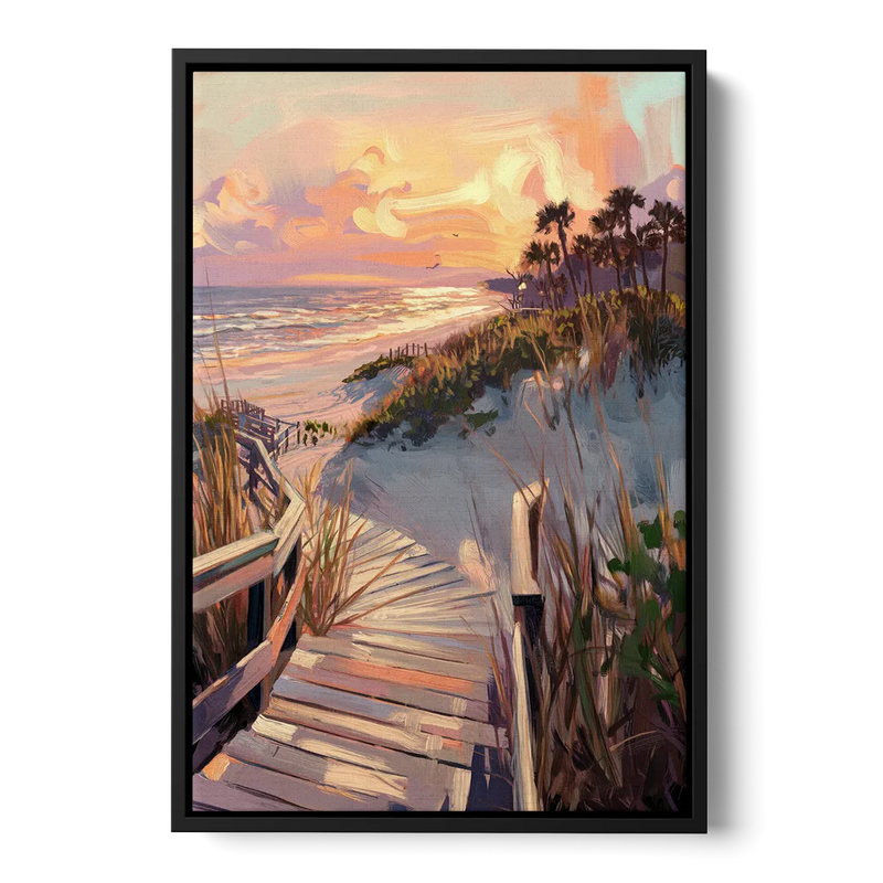 Hilton Head Island Atlantic Shoreline Front - Black Canvas Wall Art