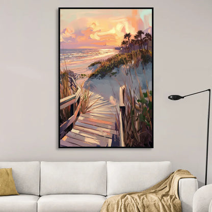 Hilton Head Island Atlantic Shoreline Living Room - Black Canvas Wall Art
